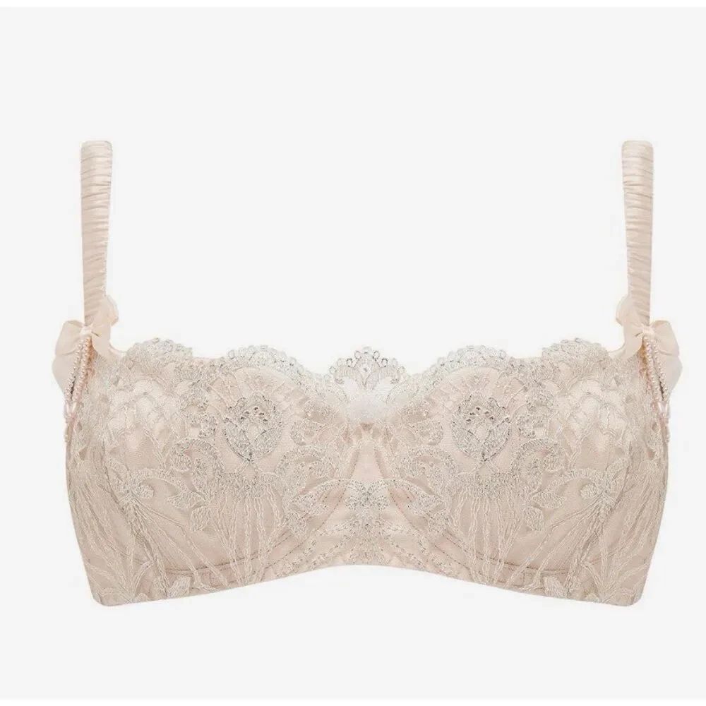 Scarlett Gasque Blush Lace Balconette Bra Bandeau NWOT
